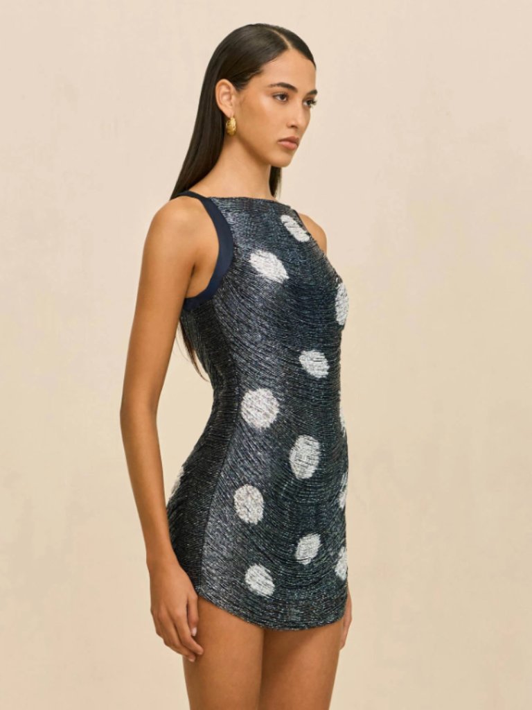 Cult Gaia Madison Dress - Xs Large Dot Deep Lake